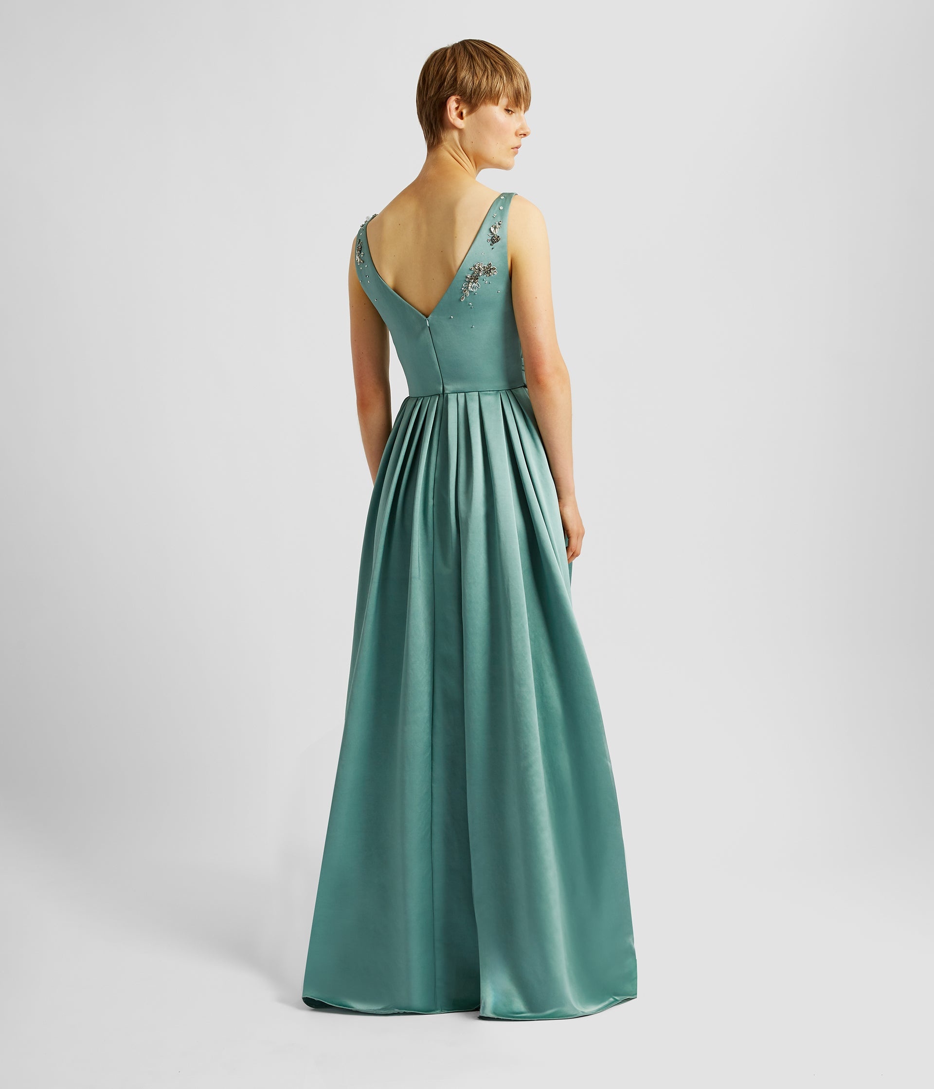 SLEEVELESS DRAPED EVENING GOWN - 3