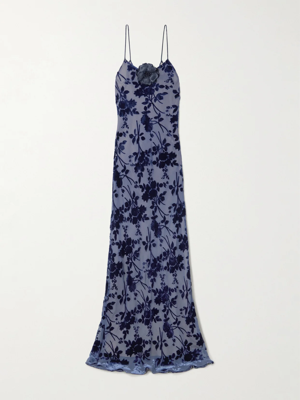 Appliquéd Floral Devoré-velvet Gown - 1