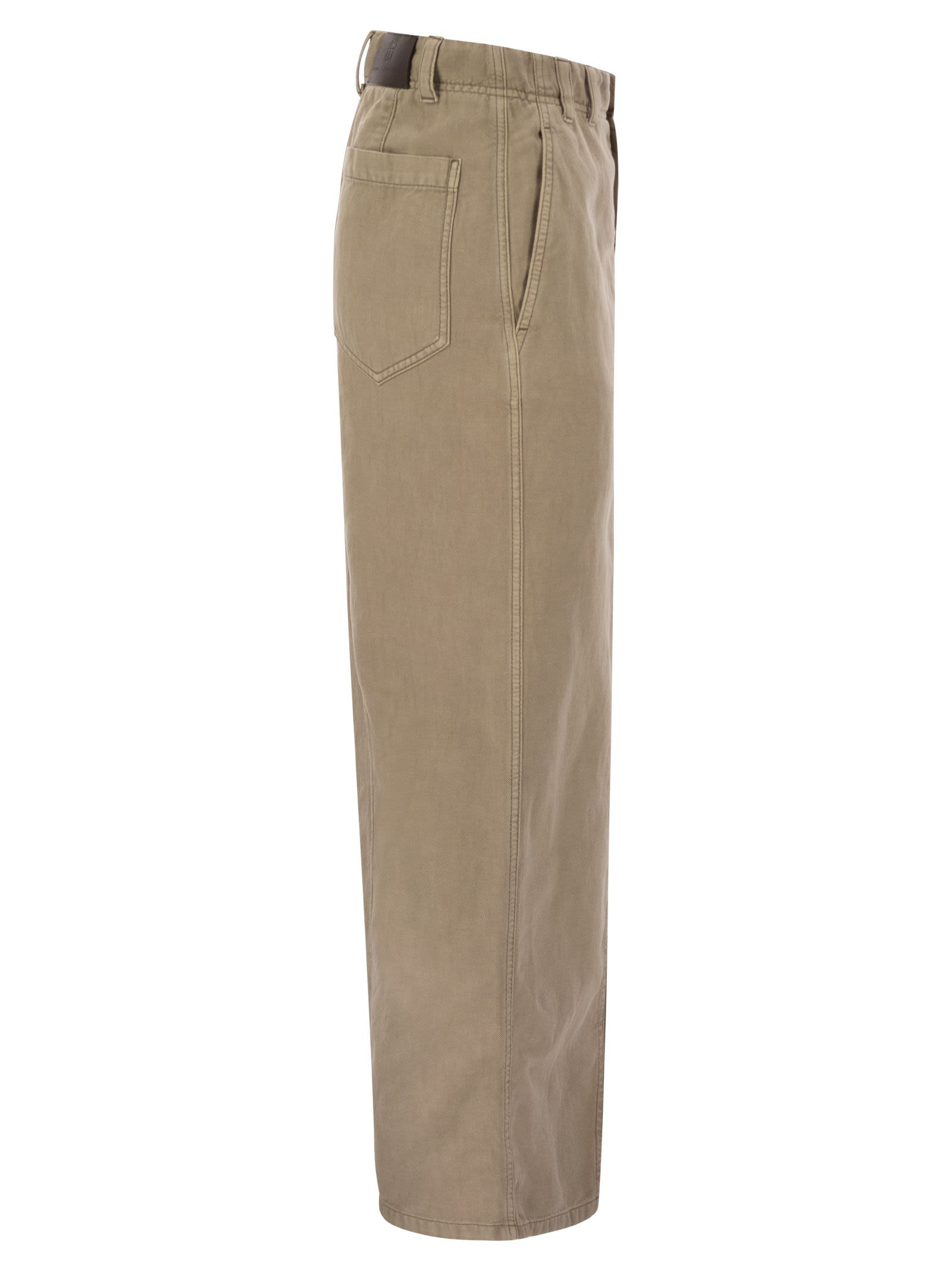 Brunello Cucinelli Women Chino Skirt In Garment-Dyed Cotton And Linen Cover - 3