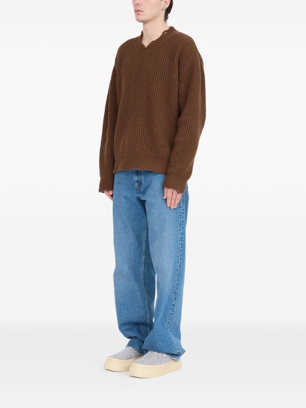 ribbed V-neck sweater - 6