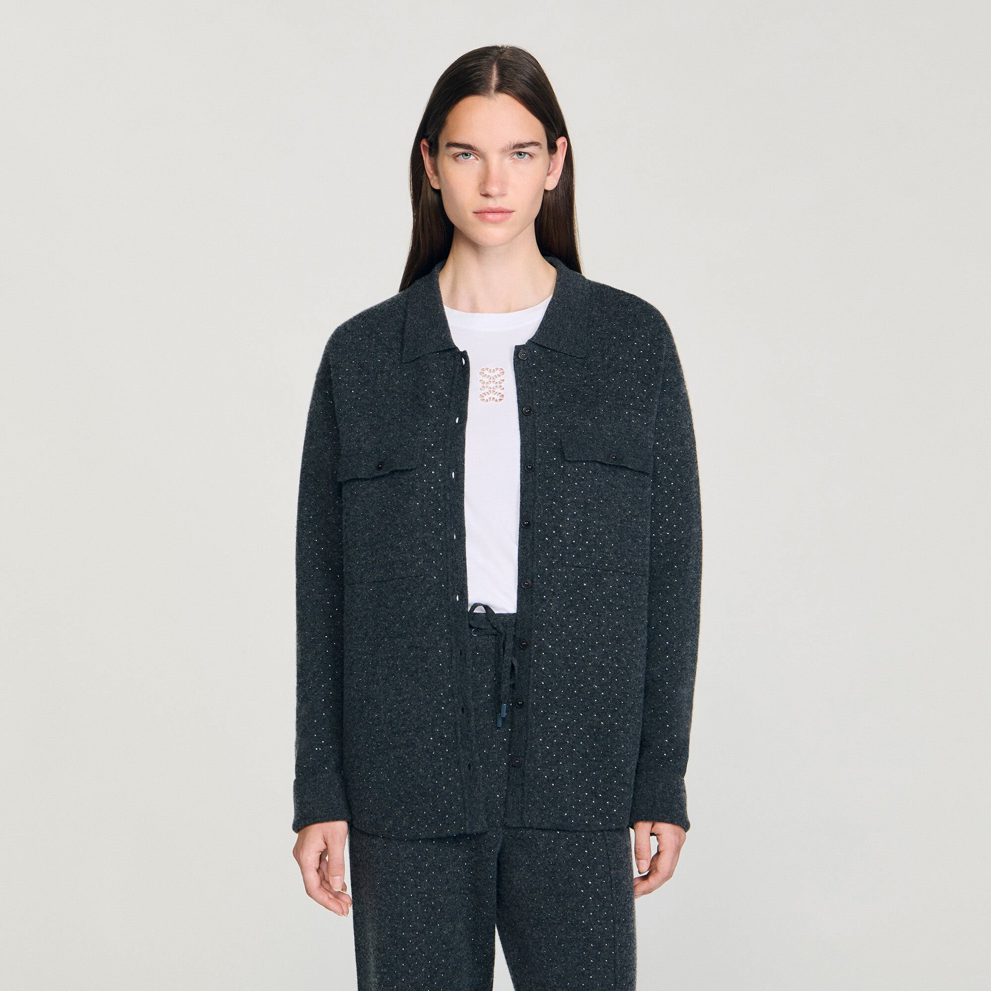 LONG RHINESTONE CARDIGAN - 4