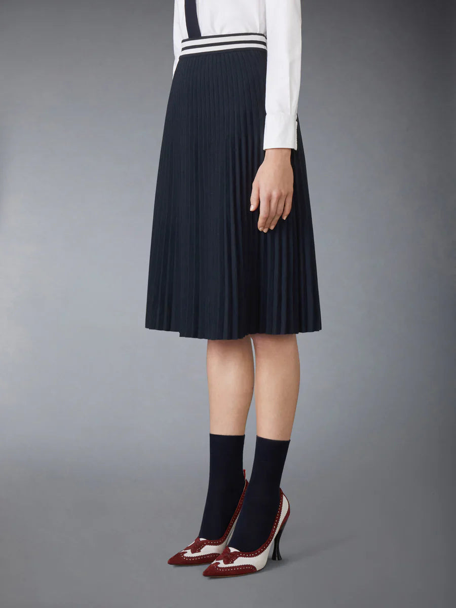 Plisse Merino Wool Silk Skirt Women - 3