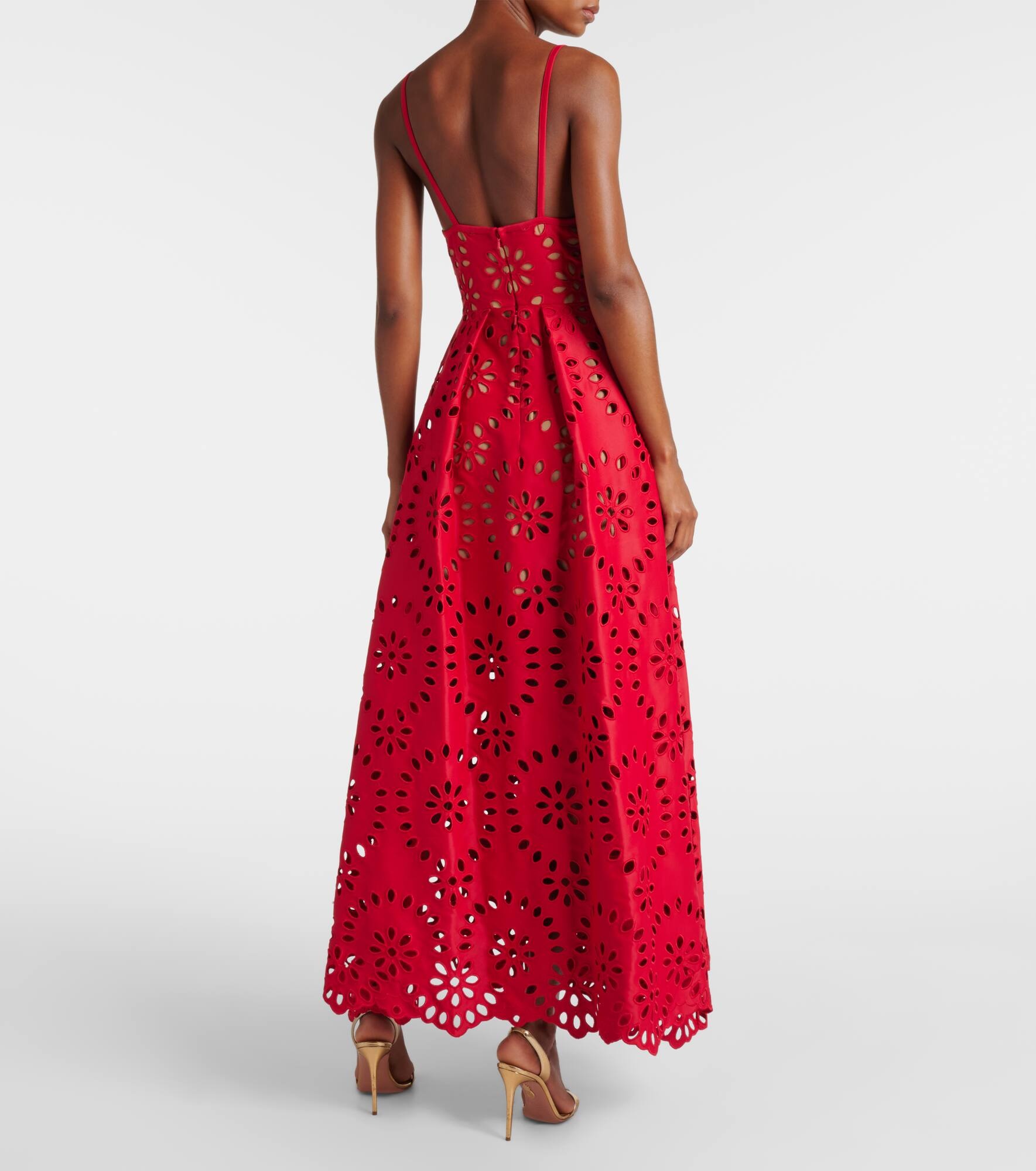 Floral embroidered satin gown - 3