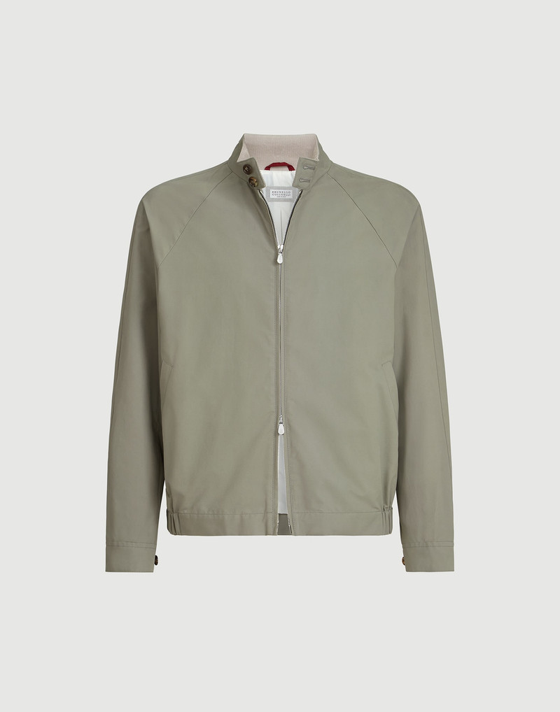 Water-resistant techno cotton gabardine outerwear jacket with stand collar 1