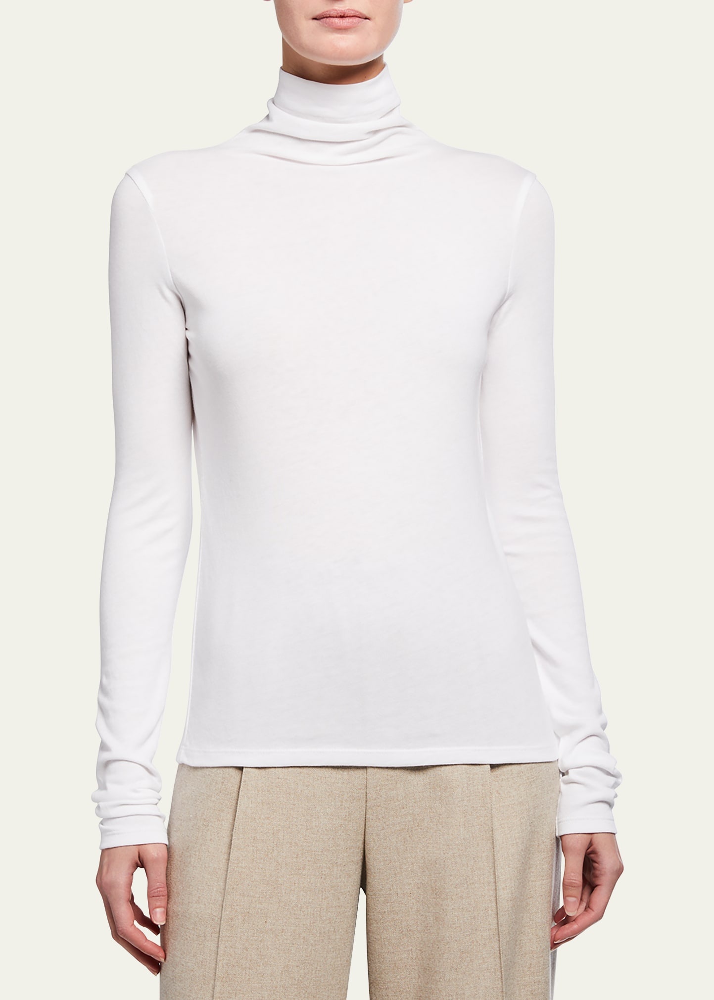 Essential Long-Sleeve Cotton Turtleneck Top - 1