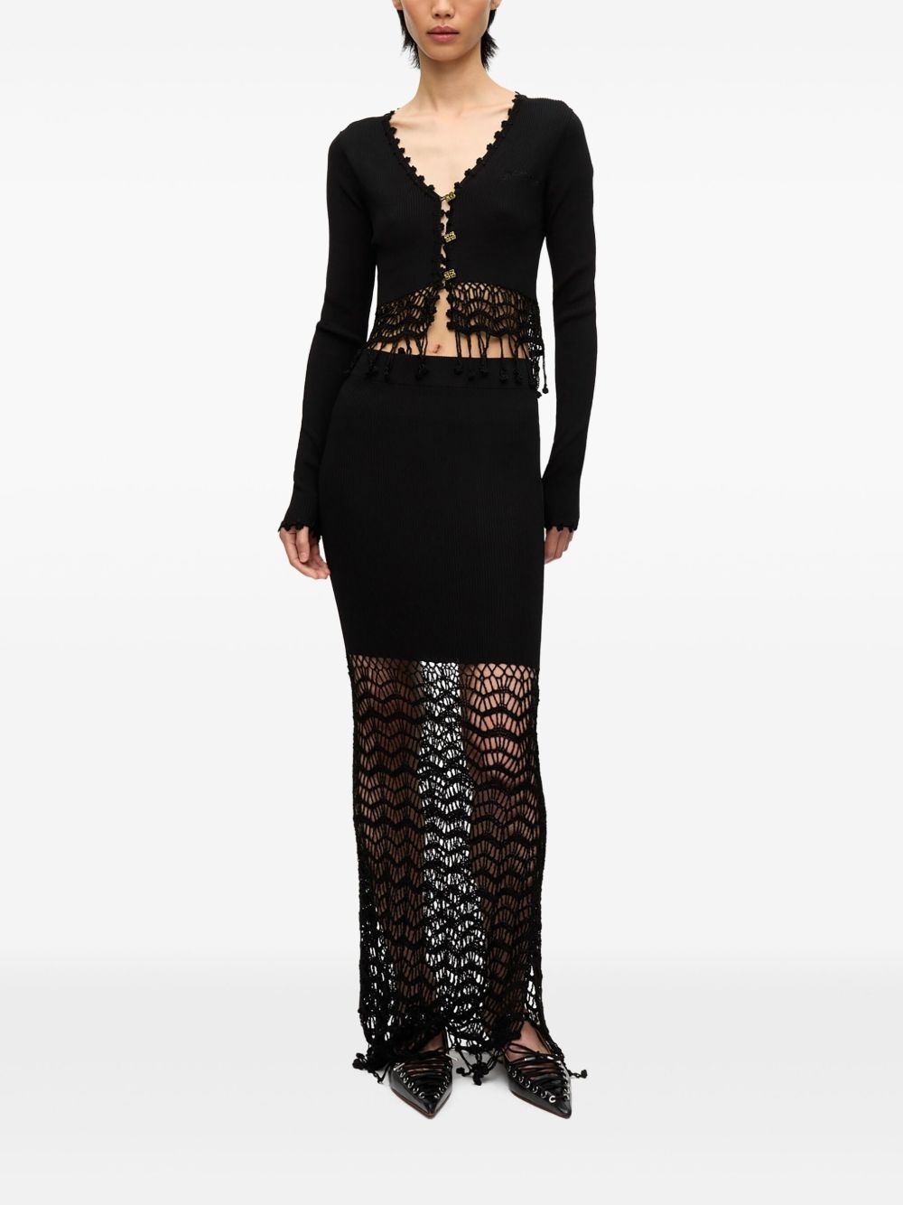 macramé-detailing maxi skirt - 2