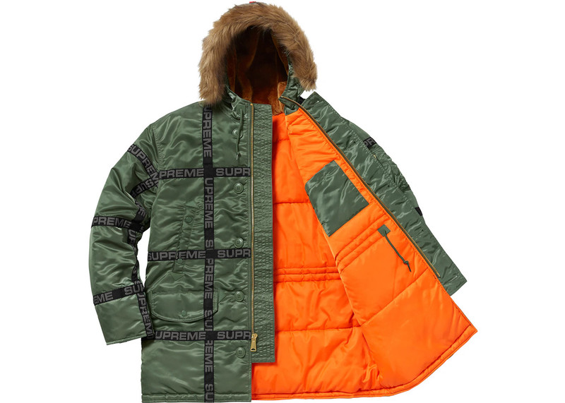 Supreme Supreme Logo Tape N-3B Parka Olive outlook