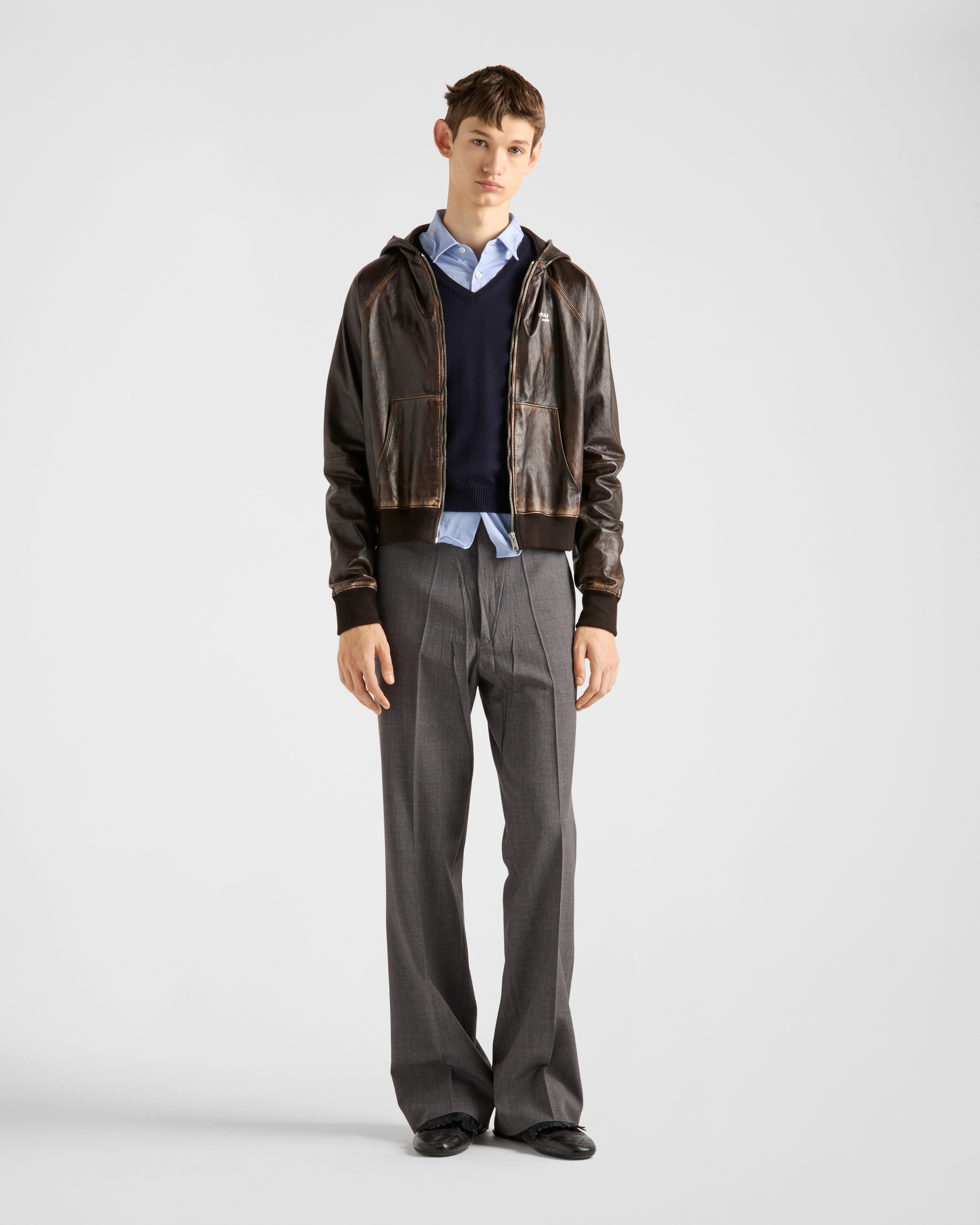 Nappa leather hoodie jacket - 2