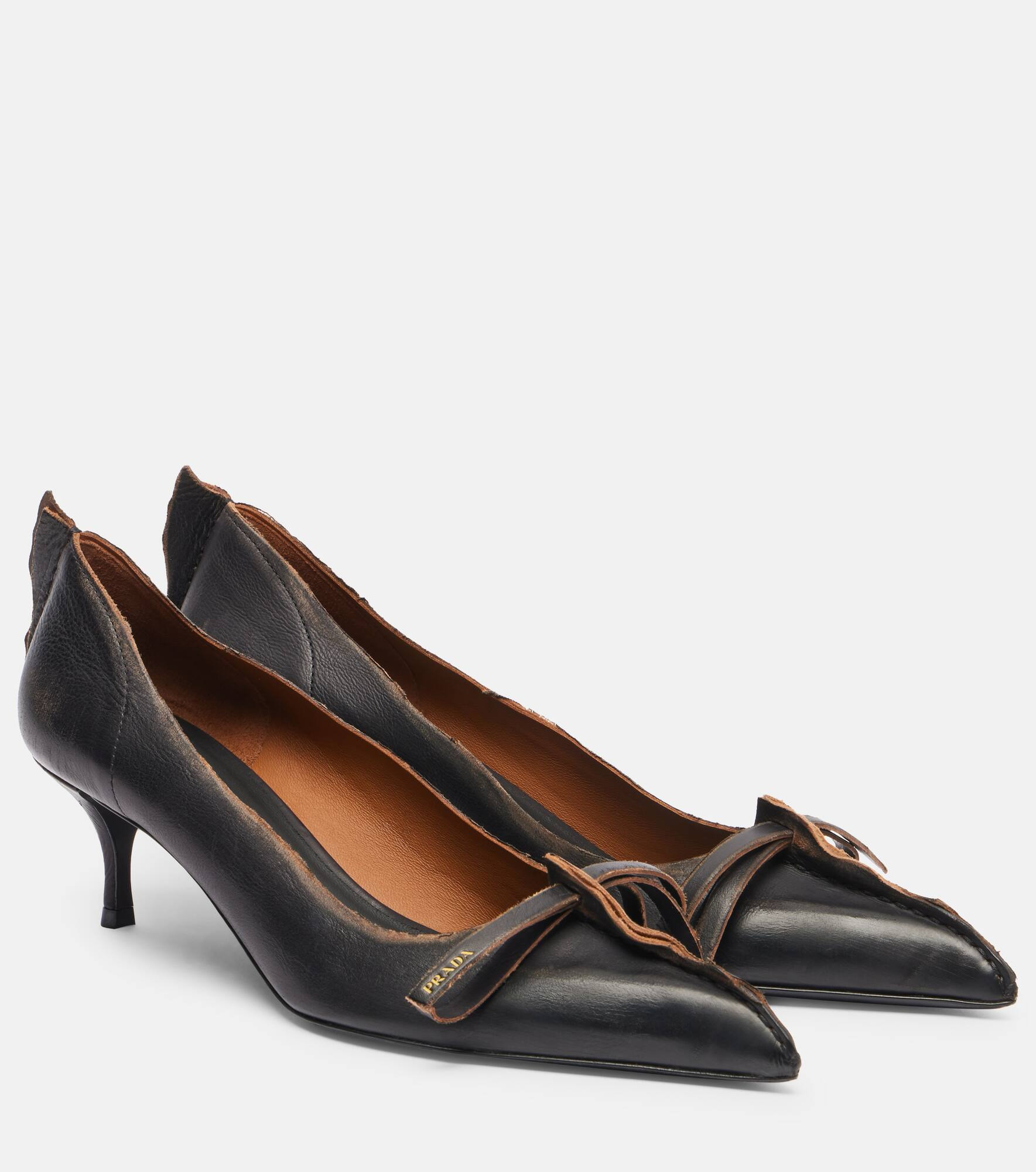 55 distressed leather pumps - 1