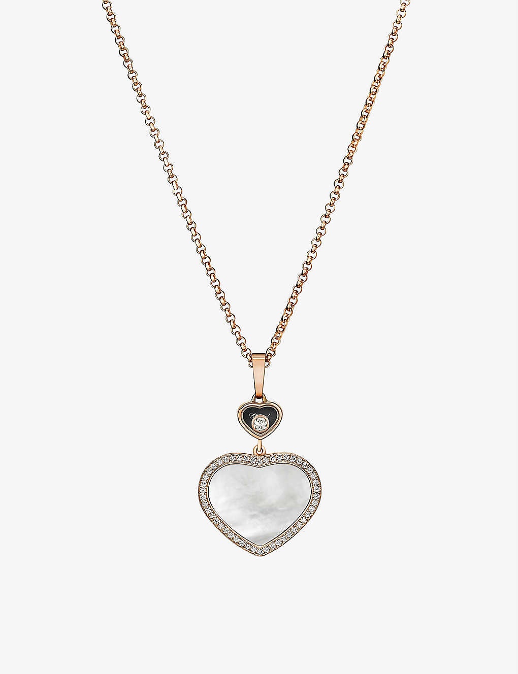 Happy Hearts 18ct rose-gold, 0.24ct diamond and mother-of-pearl necklace - 1