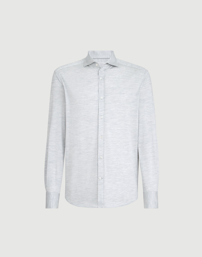 Silk and cotton jersey shirt with spread collar 1