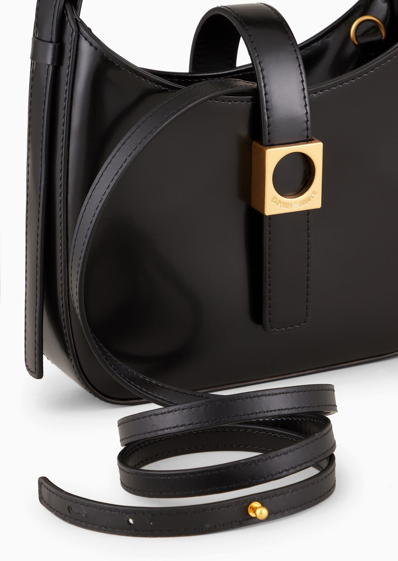 Brushed-leather hobo bag with strap - 5