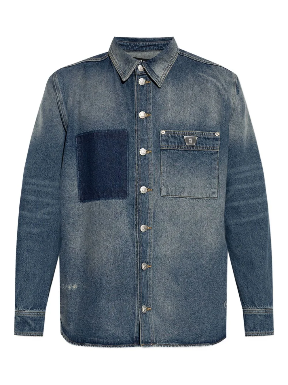 patched denim shirt - 1