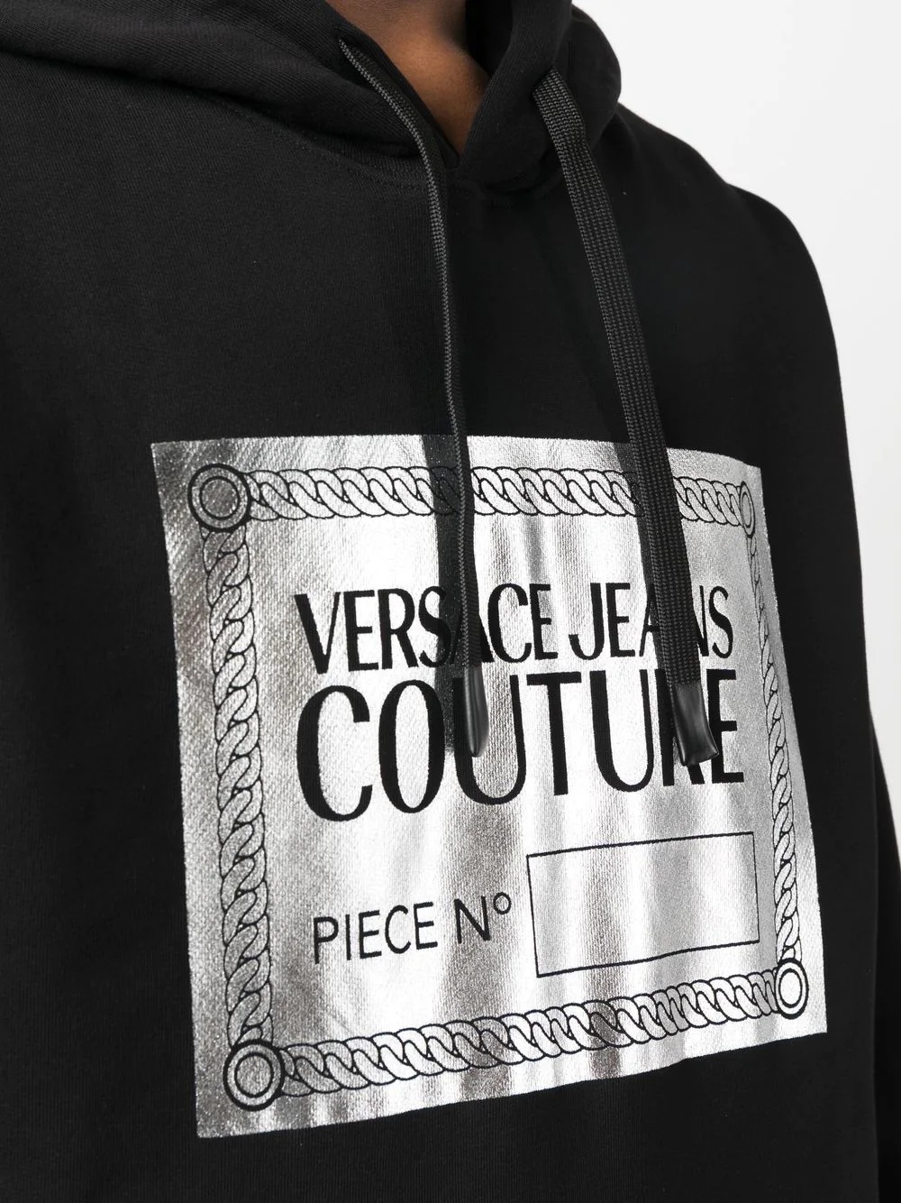 metallic logo-print cotton hoodie - 5