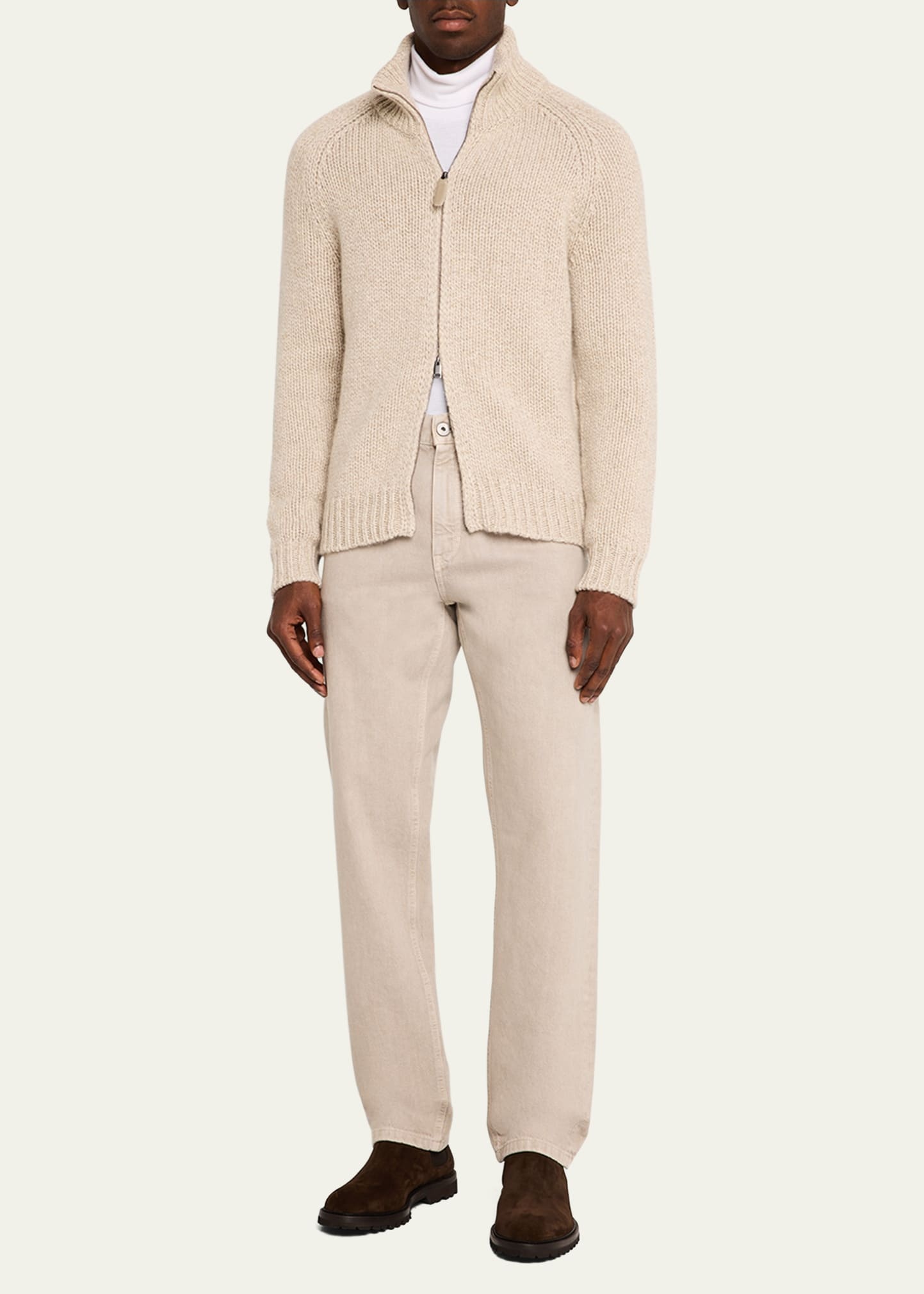 Men's Cashmere Mouline Zip Sweater - 2