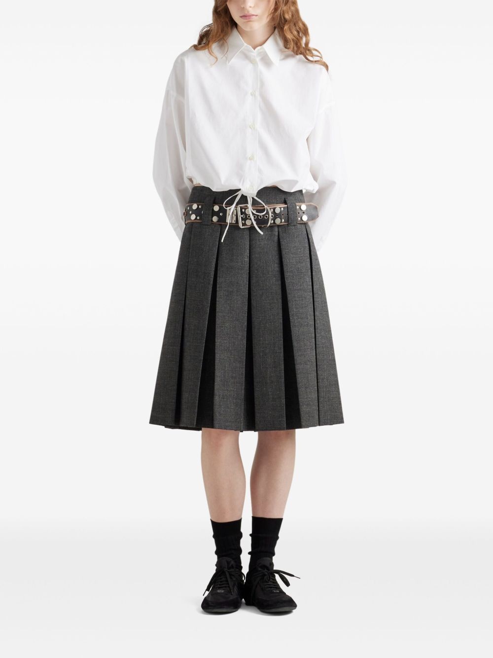 belted pleated skirt - 2