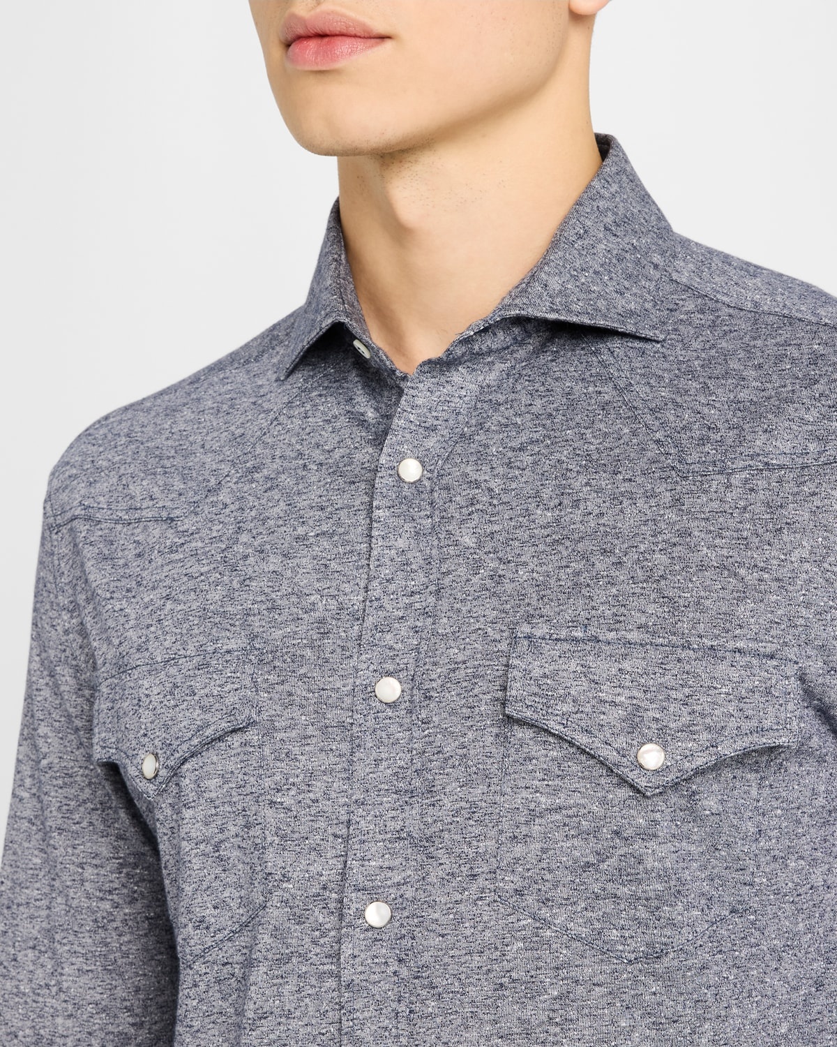Men's Cotton and Linen Western Shirt - 5