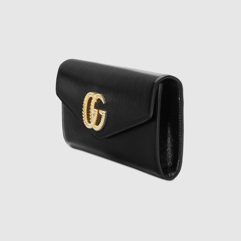 GUCCI Broadway leather clutch with Double G outlook