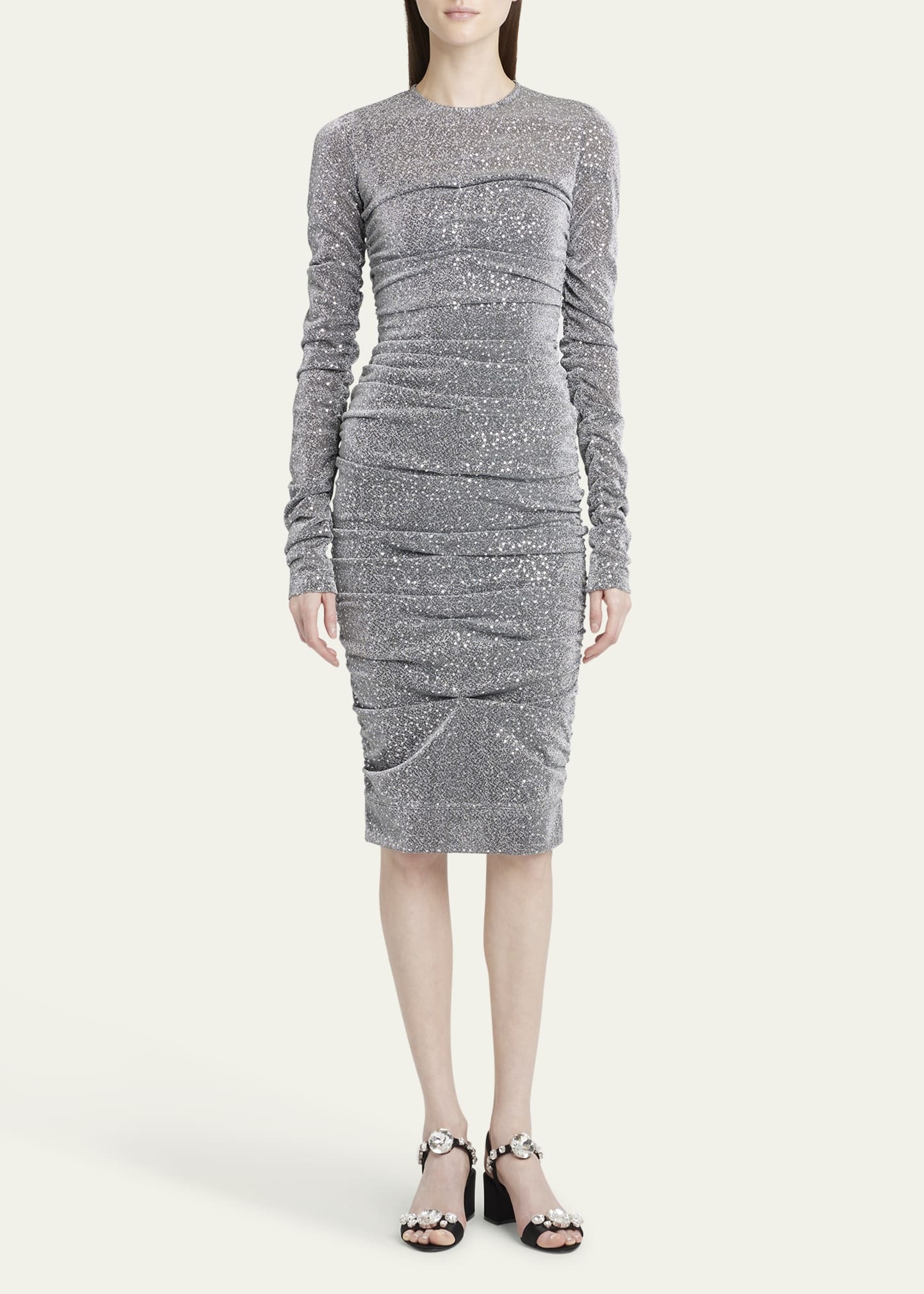 Sequined Body-Con Ruched Dress - 2