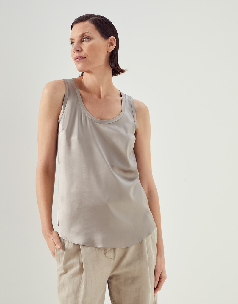 Stretch silk satin top - 1