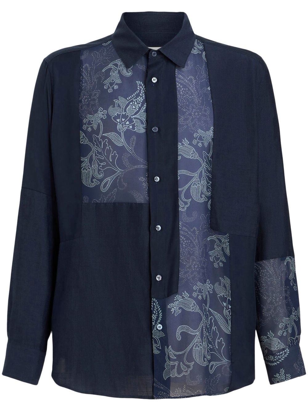 floral-print panel detail shirt - 1