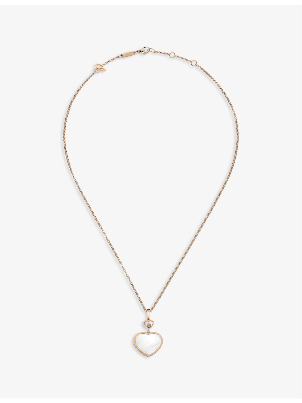 Happy Hearts 18ct rose-gold, 0.05ct diamond and mother-of-pearl pendant - 2