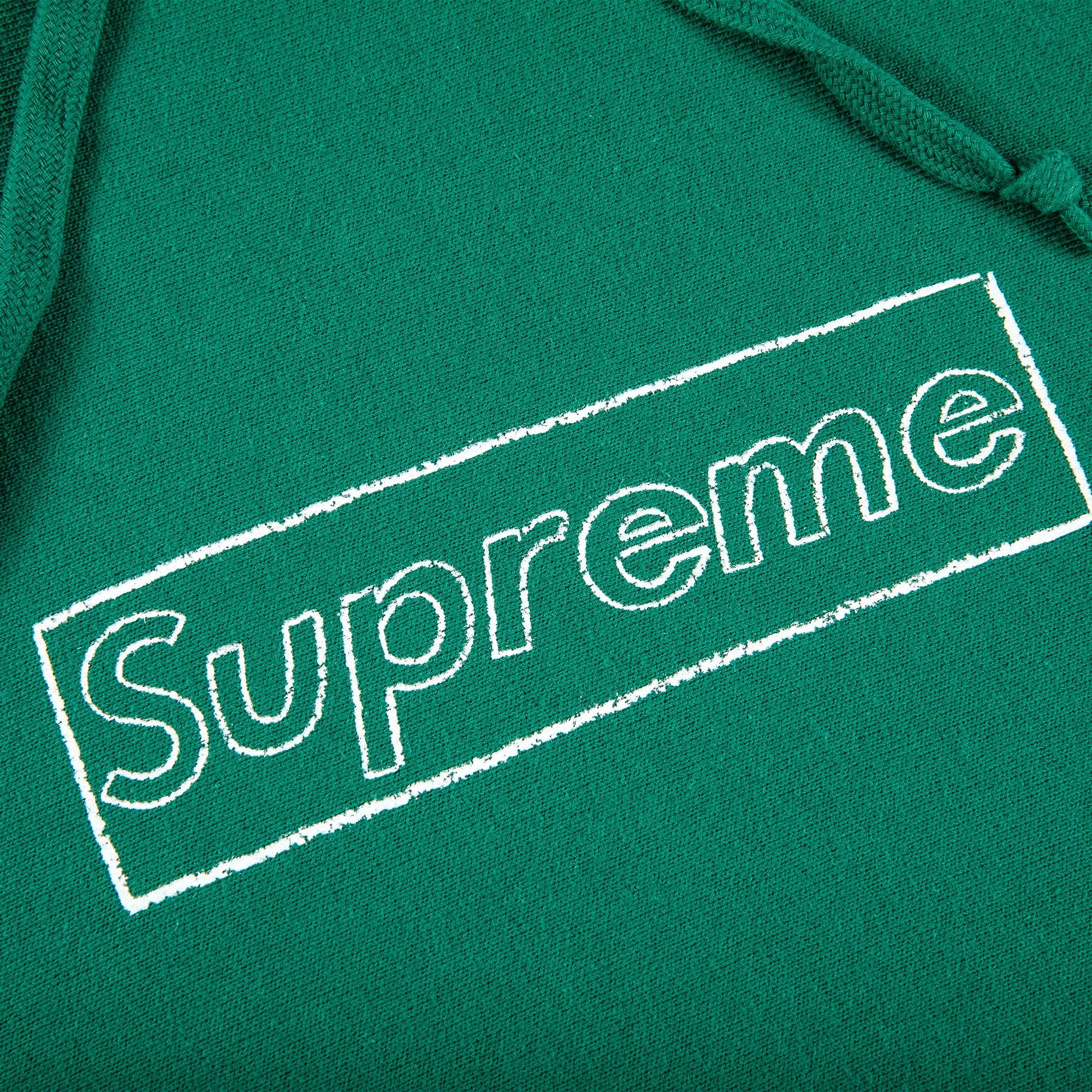 Supreme x KAWS Chalk Logo Hooded Sweatshirt 'Light Pine' - 2