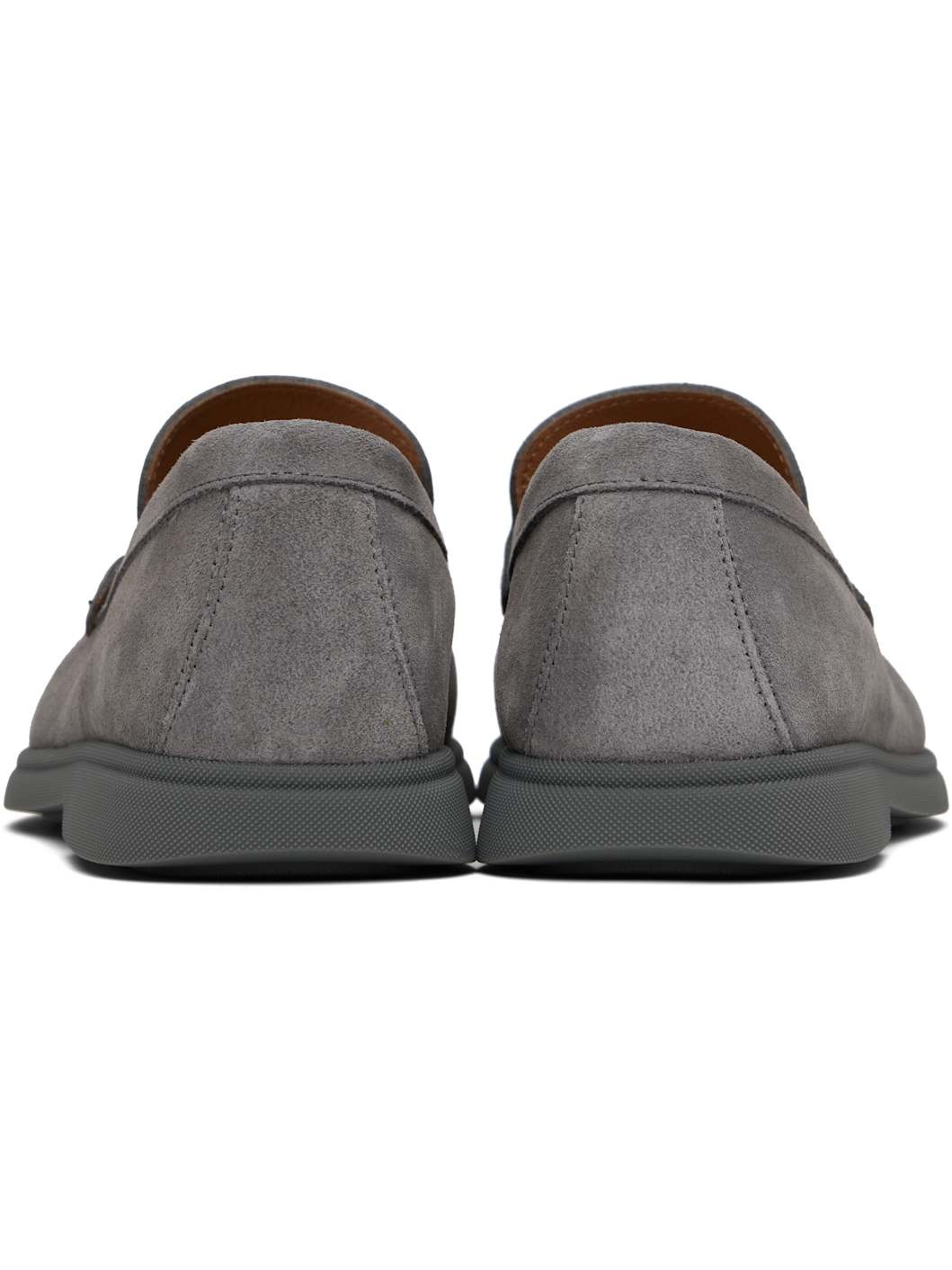 Gray Suede Contrast Sole Loafers - 2