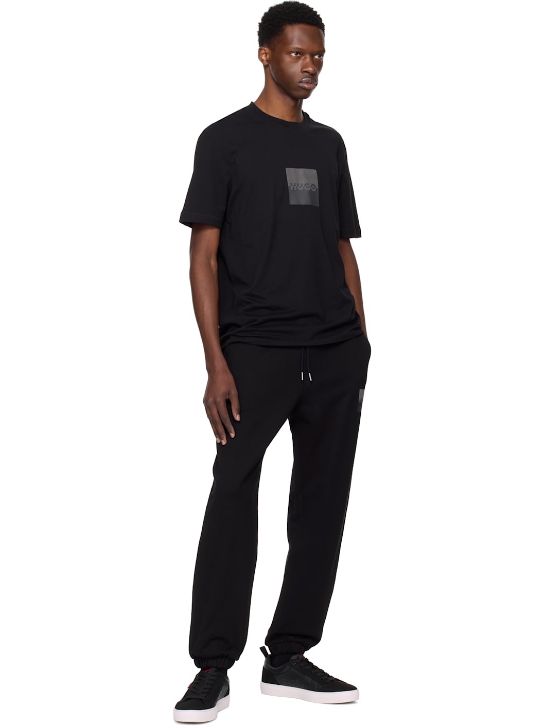 Black Cotton Jersey Split Logo T-shirt - 4