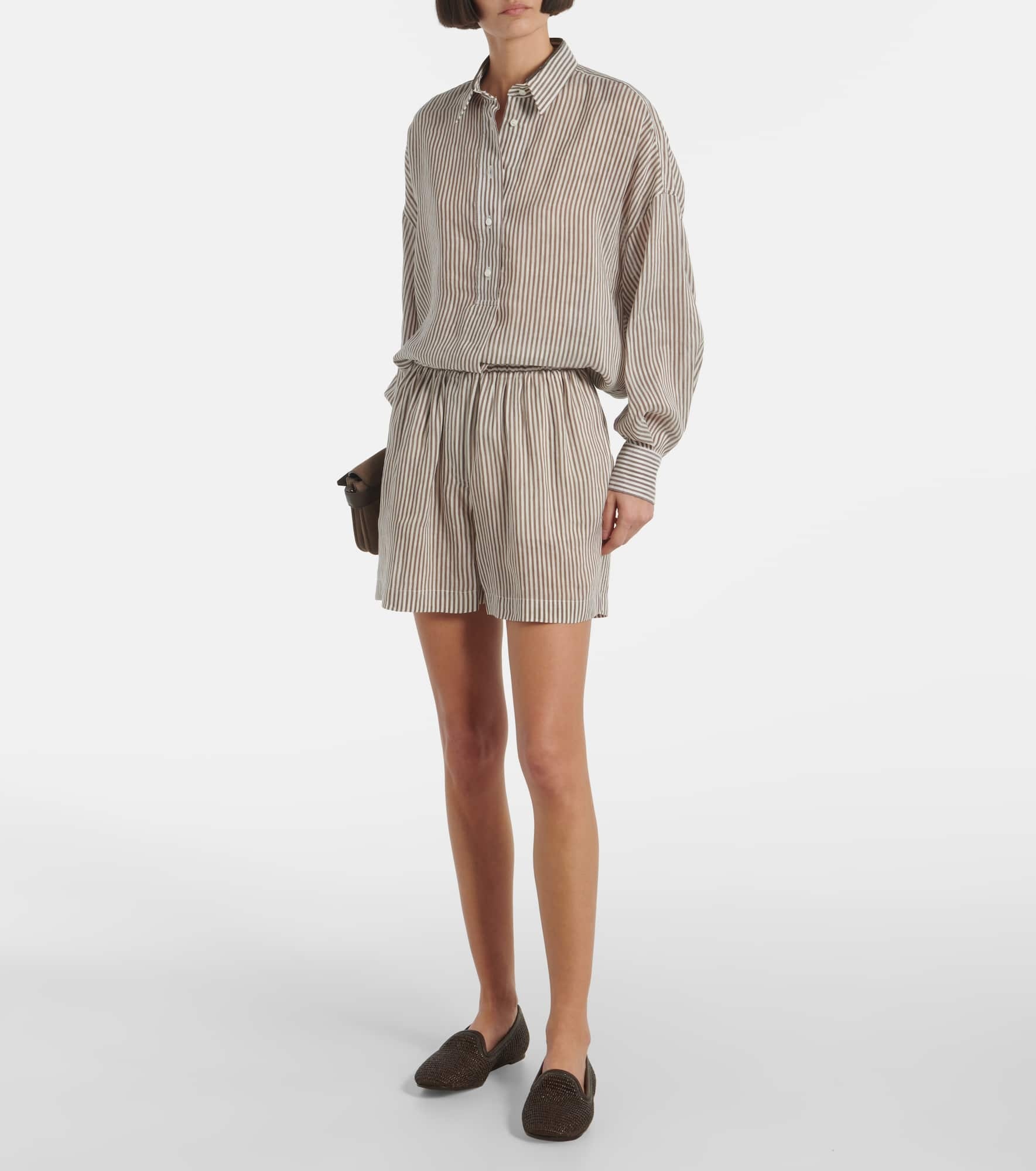 Linen and silk Bermuda short - 2