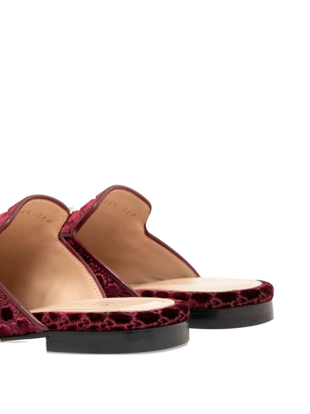 horsebit GG pattern velvet mules - 4