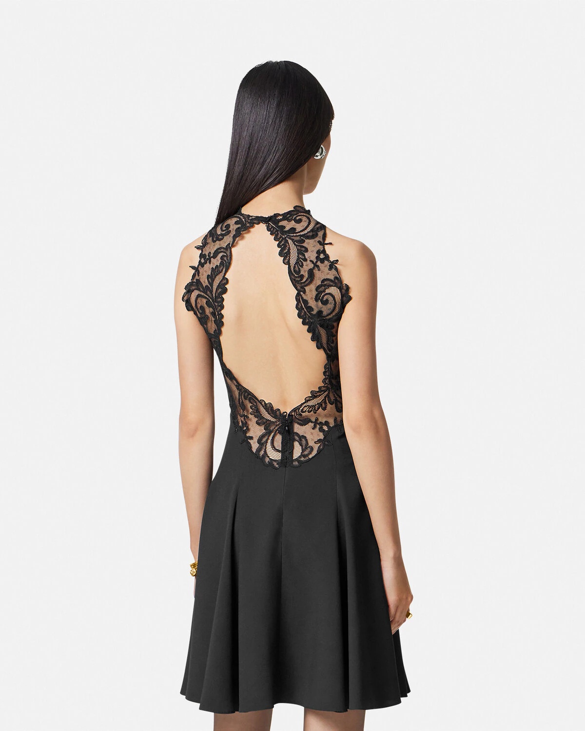 Barocco Lace Halterneck Mini Dress - 5