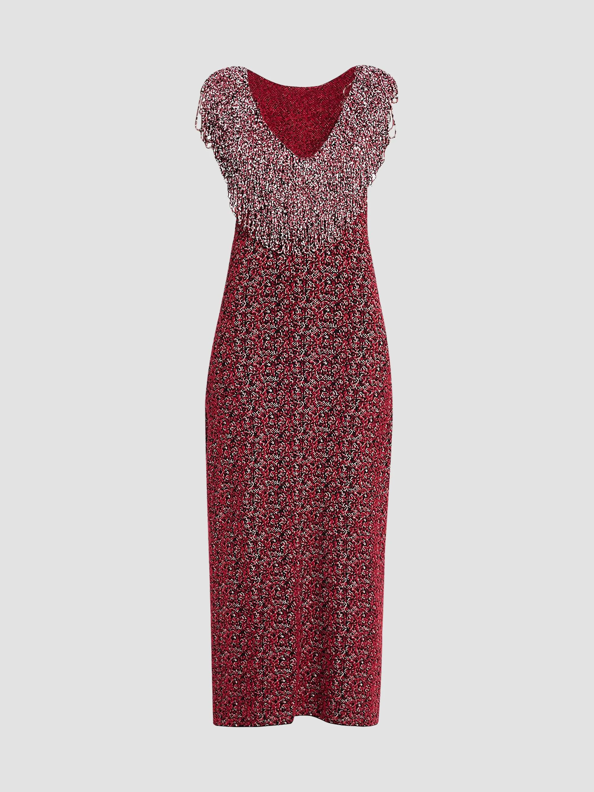 Women's The Amara Embellished Sheath Midi Dress - Red Static - 1