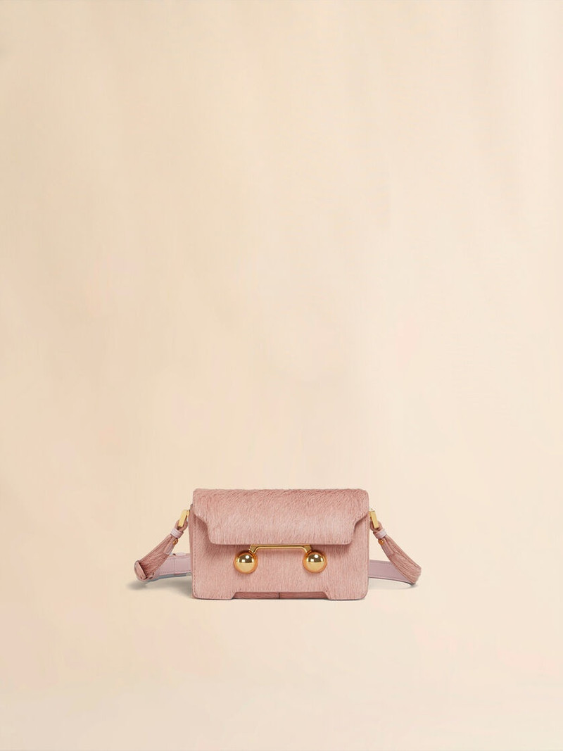 LIGHT PINK LONG HAIR CALFSKIN TRUNKAROO MINI SHOULDER BAG 1