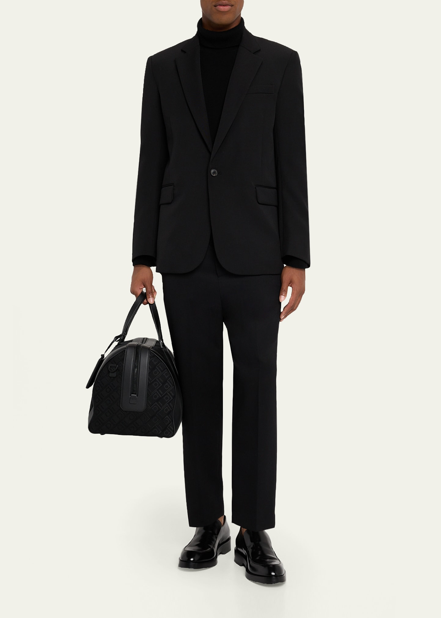 Men's Jacquard and Leather Duffel Bag - 5