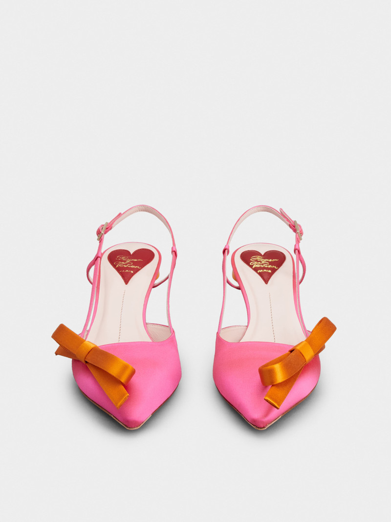 Virgule Bow Slingback Pumps in Satin 7