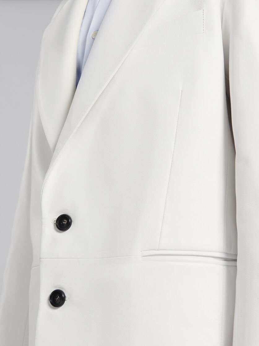 WHITE NAPPA LEATHER OVERSIZED BLAZER - 5