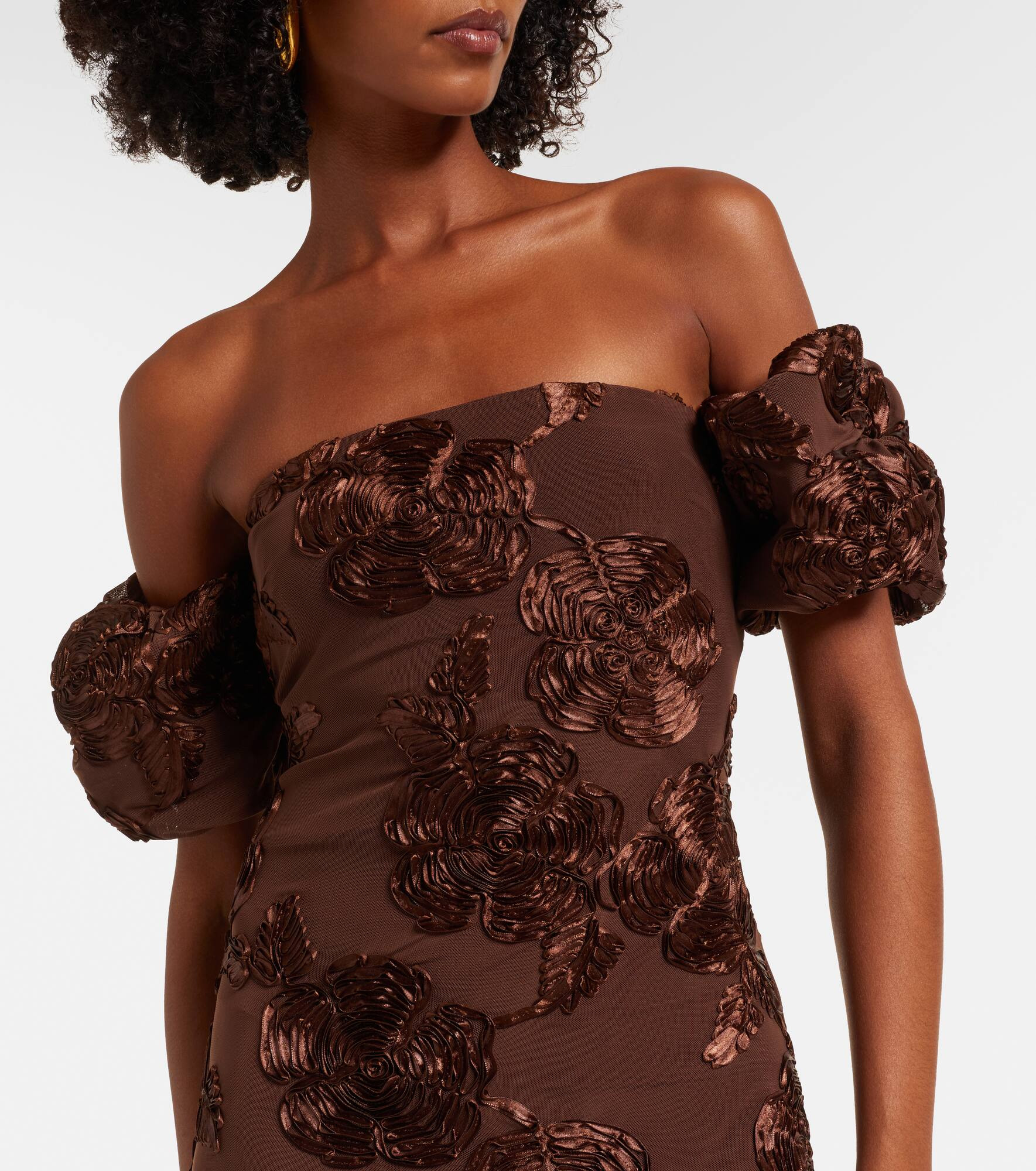 Tasha embroidered off-shoulder maxi dress - 4