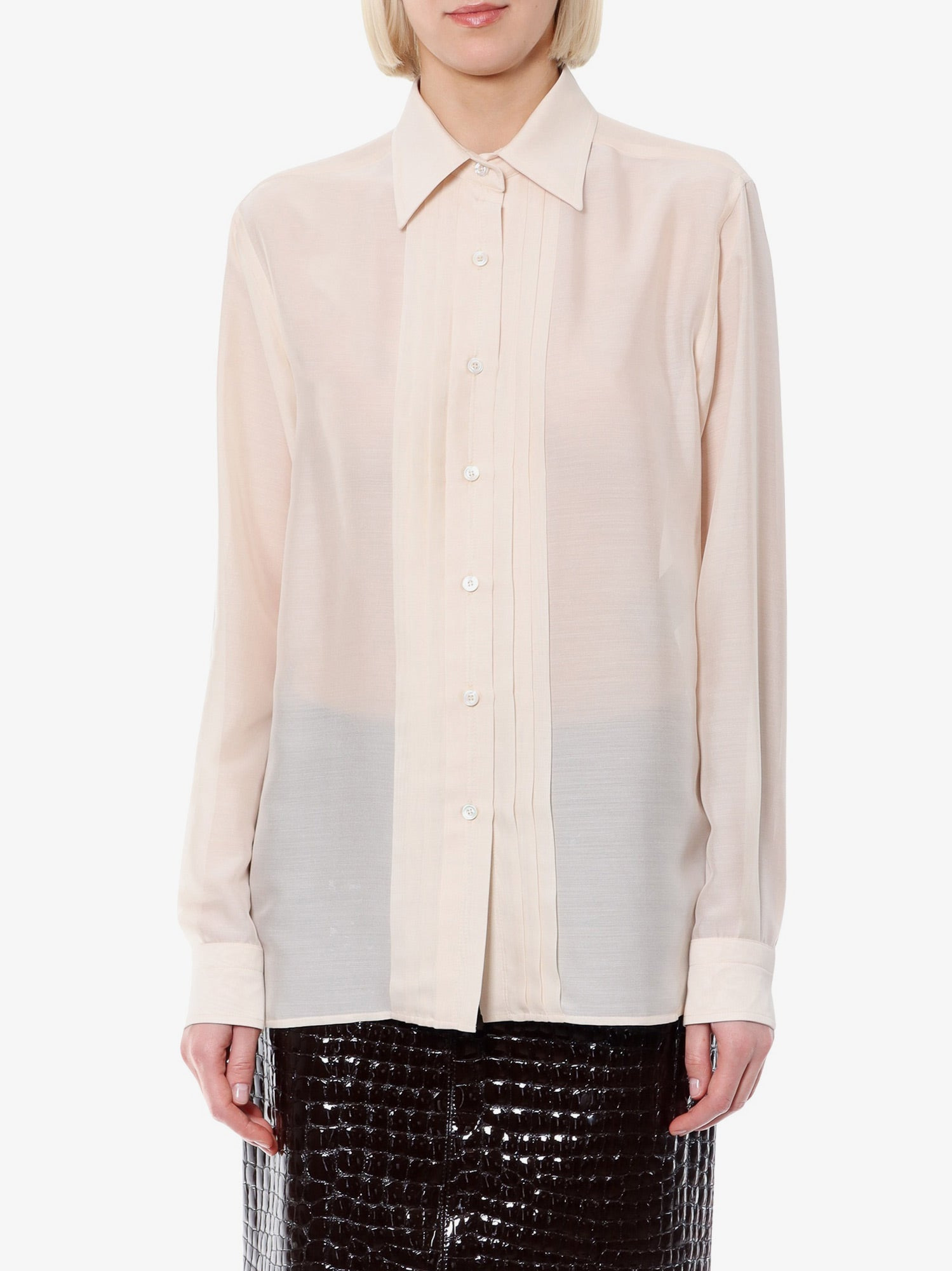 Silk Shirt With Pleated Detail - 3