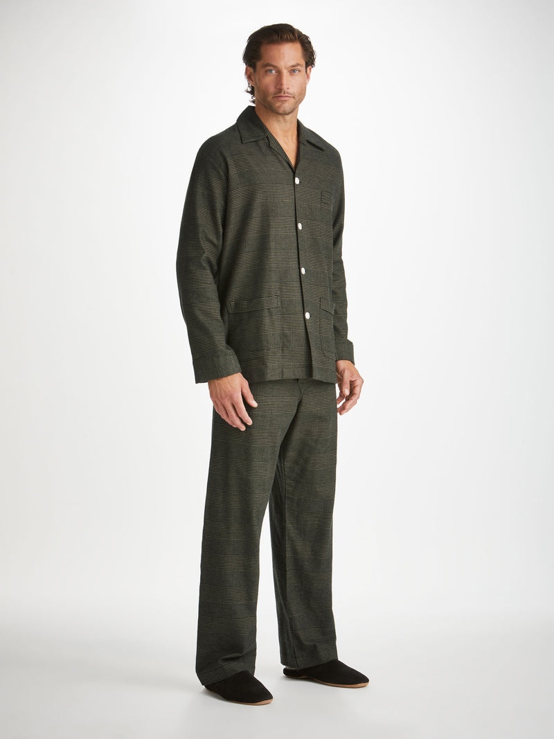 Men's Classic Fit Pyjamas Kelburn 41 Brushed Cotton Khaki - 3