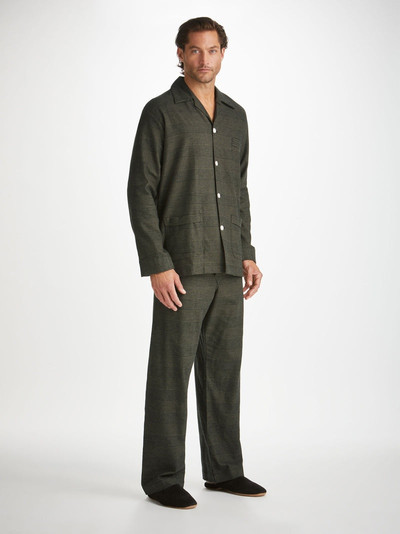 Derek Rose Men's Classic Fit Pyjamas Kelburn 41 Brushed Cotton Khaki outlook