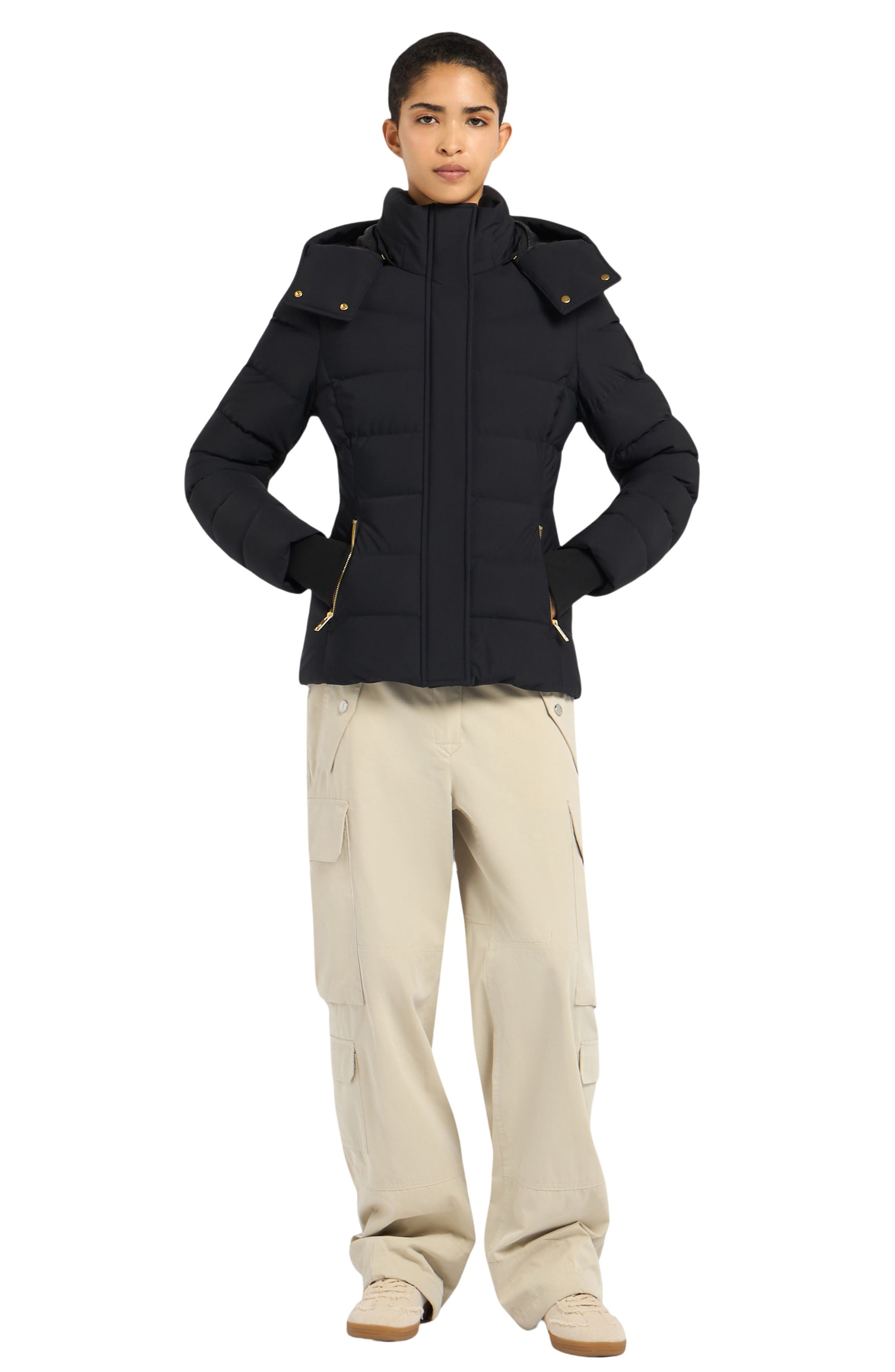Moose Knuckles Betta Shearling Trim 800 Fill Power Down Water Repellent Jacket
 in Black W Black S a - 5