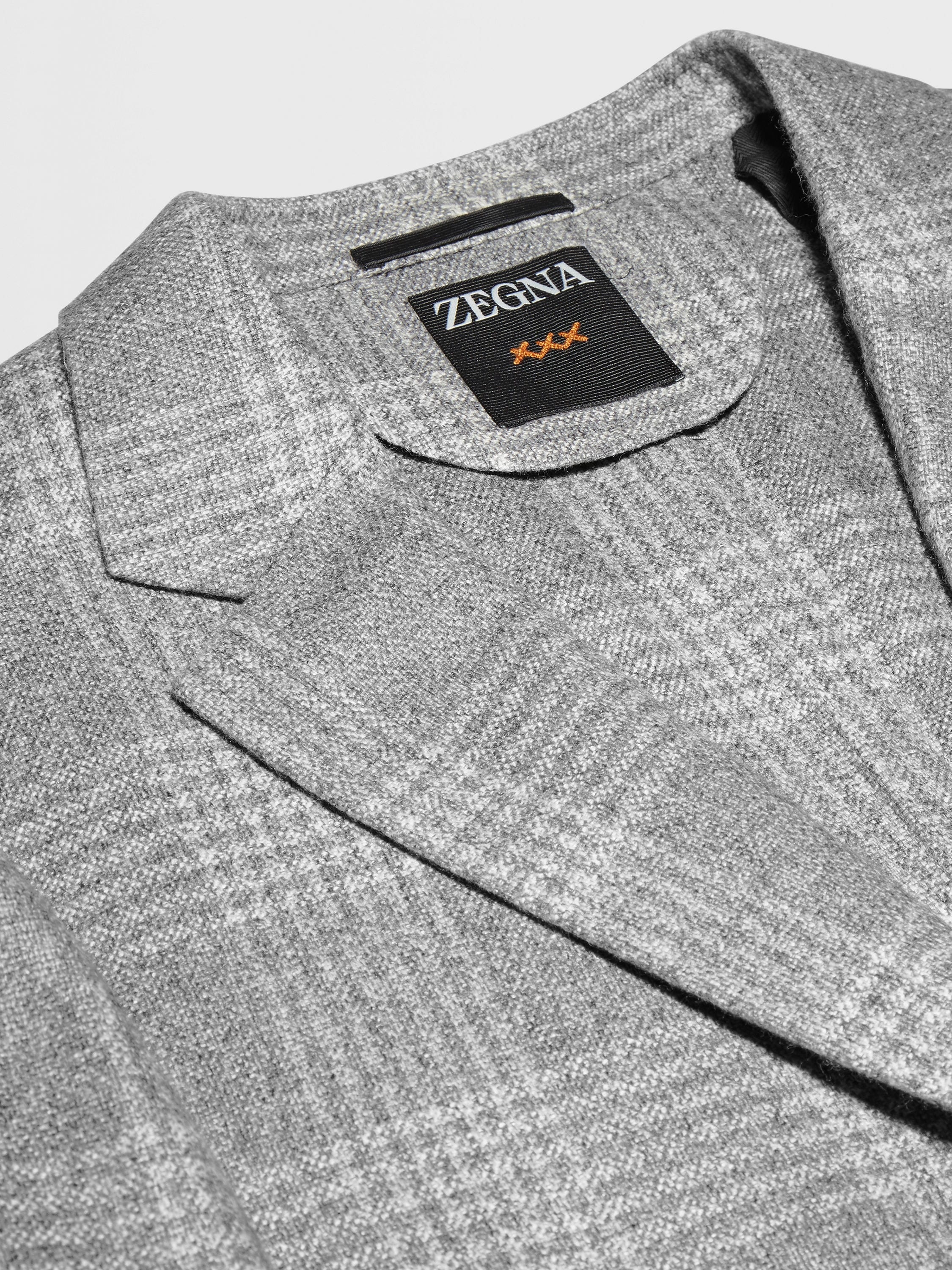 GREY AND WHITE SILK AND CASHMERE JACKET - 3