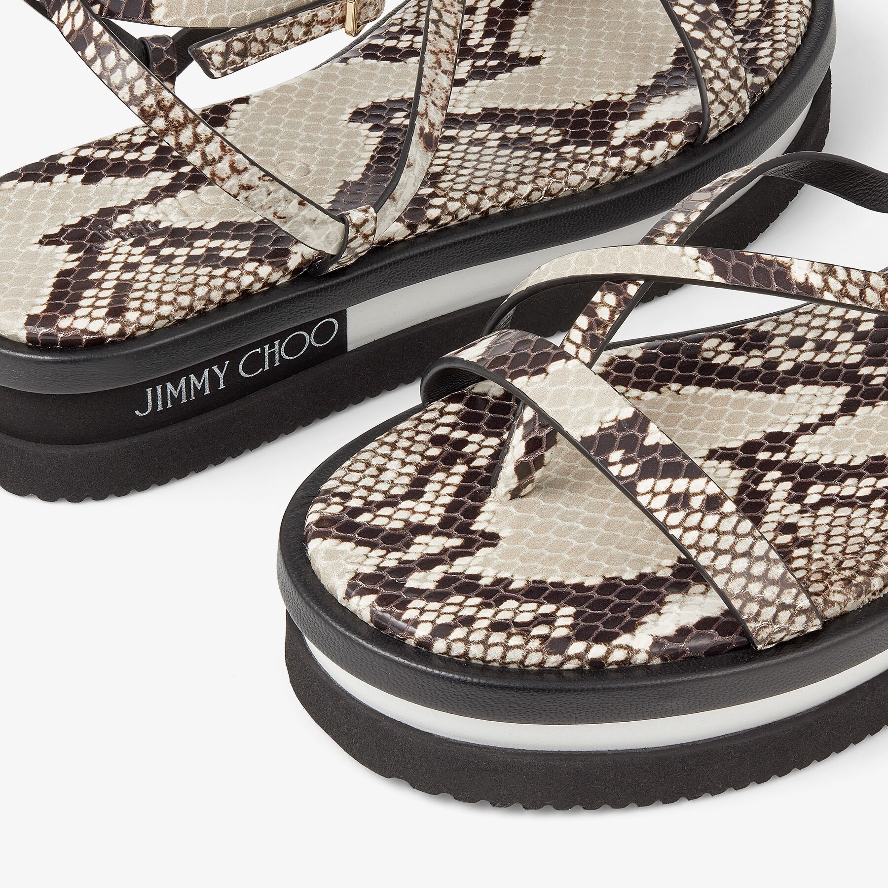 Pine Flat
Roccia Snake Printed Leather Platform Sandals - 4