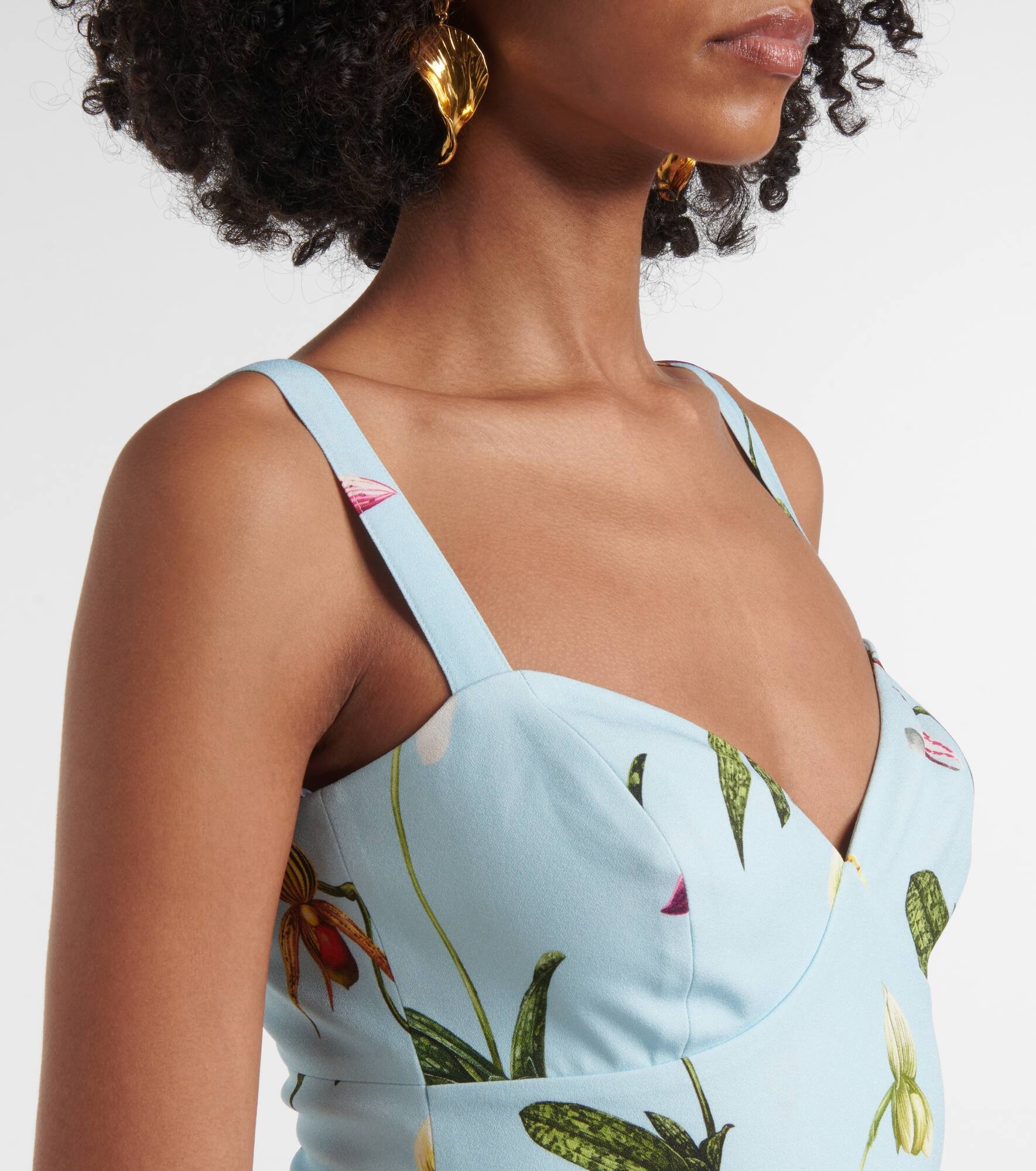 Floral belted cady midi dress - 4