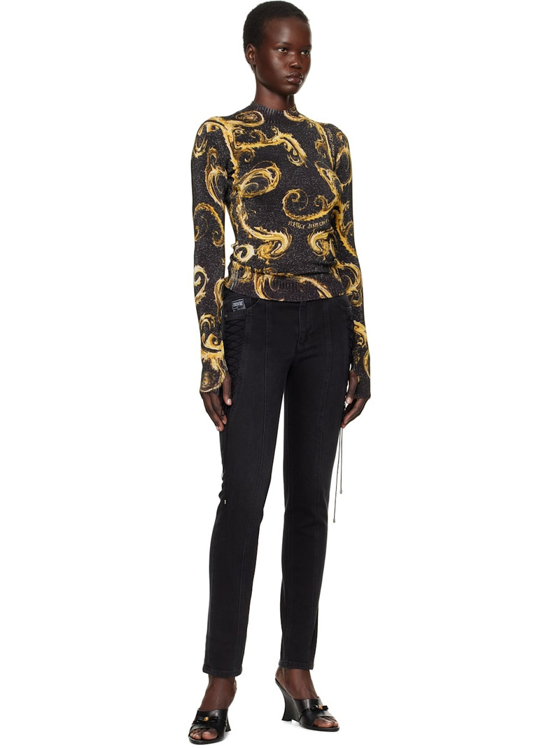VERSACE JEANS COUTURE Black & Gold Chromo Couture Lurex Knit Sweater outlook