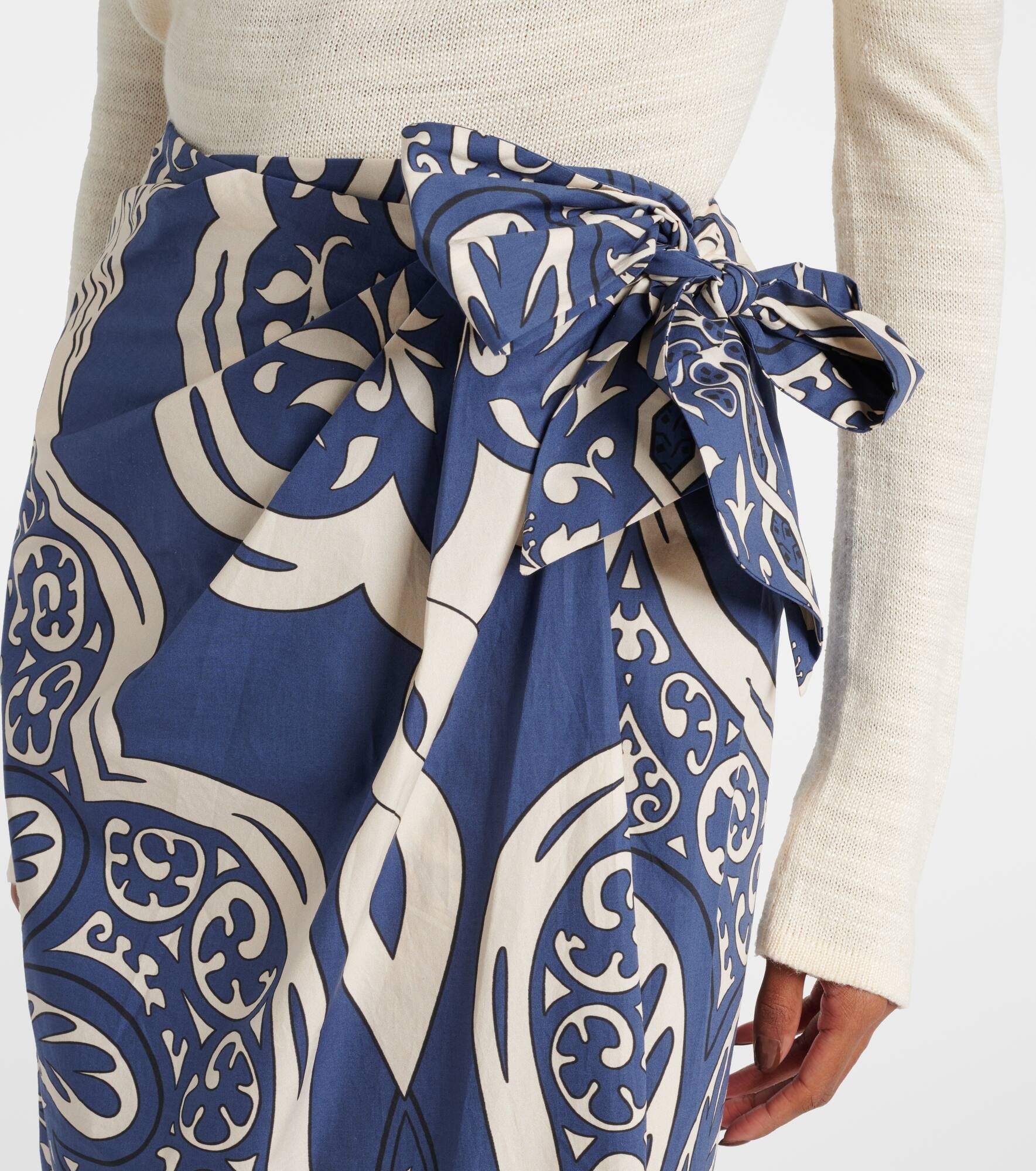 Printed cotton poplin wrap skirt - 4