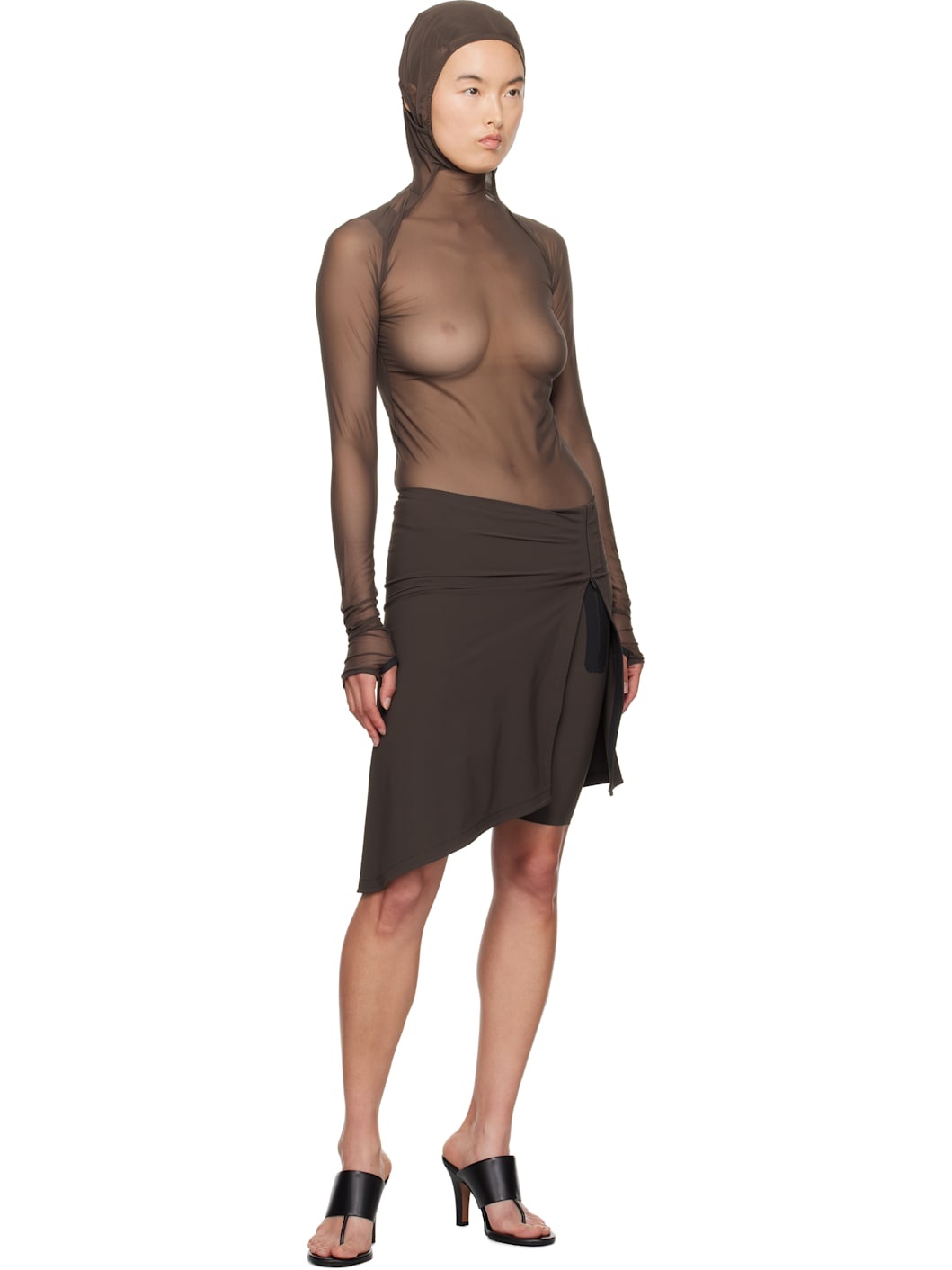 Brown Mesh Hoodie - 5