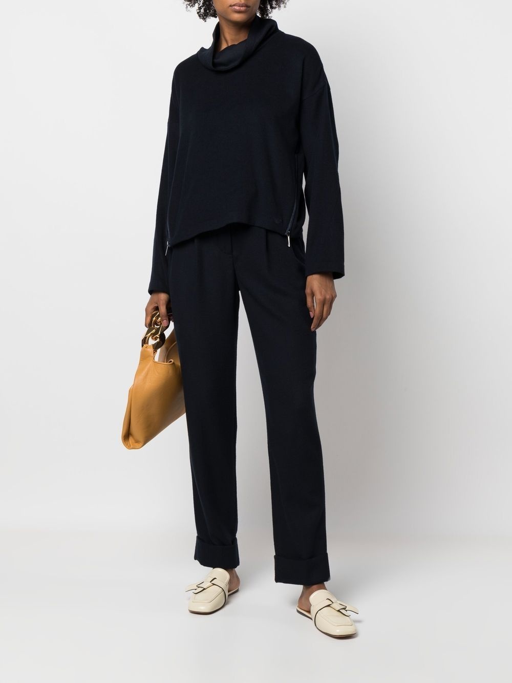 pleat-straight leg trousers - 2