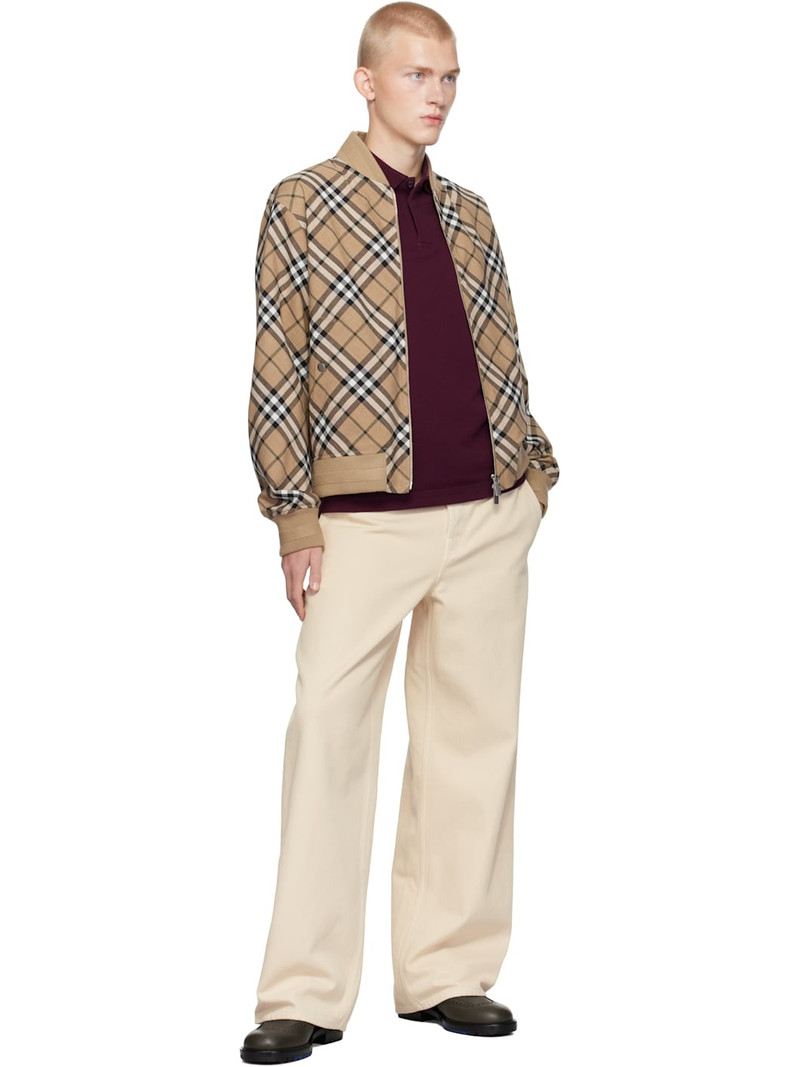 Burberry Beige Check Wool Blend Harrington Bomber Jacket outlook